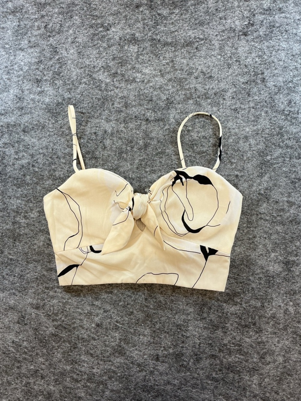 Love, Bonito Crème Trendy Abstract Girly Mini Tie Tank Top. A12